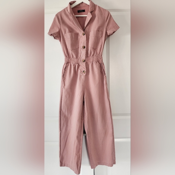 Bershka Pants - Vintage Bershka utility jumpsuit in dusty pink/mauve.